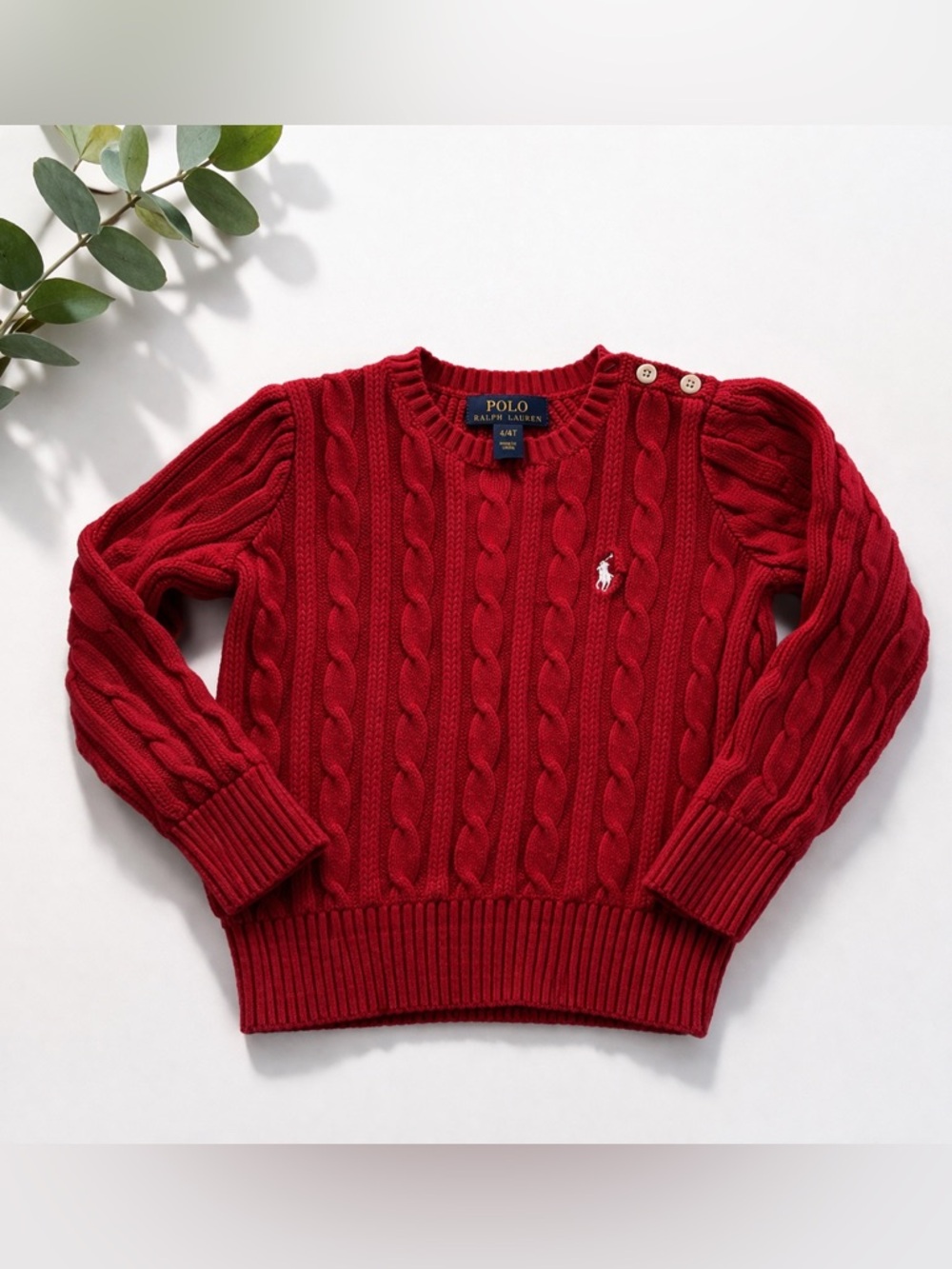 Polo by Ralph Lauren Red Cable Knit Sweater sz 4T